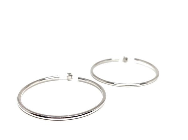 55 mm silver hoop earrings