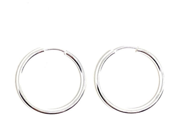 Silver sleeper style hoop earrings